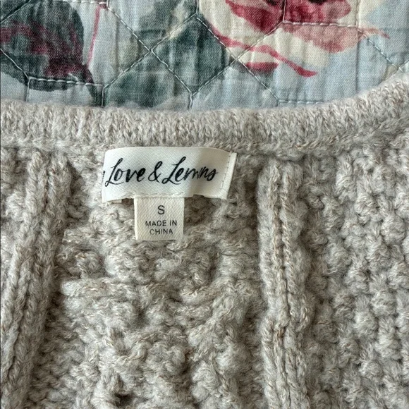 For Love & Lemons Beige Cropped Knit Cardigan Vest with Floral Embroidery - Picture 2 of 4